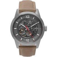 Heritor Automatic Men's Jonas Leather-Band Skeleton Watch in Grey