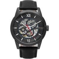 Heritor Automatic Men's Jonas Leather-Band Skeleton Watch in Black