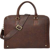 House of Leather Men's Real Leather Cross Body Briefcase Organiser Shoulder Bag Belmont Rust Brown | Size: Large