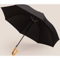 Oswin Hyde Men's Jonathan Handcrafted Umbrella with Bamboo Wooden Handle in Black