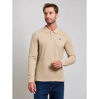 Beverly Hills Polo Club Men's MODERN SLIM FIT LONG SLEEVED POLO SHIRT DESERT SAND in Beige | Size: XL