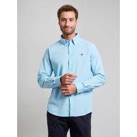 Beverly Hills Polo Club Men's BUTTON DOWN LINEN BLEND SHIRT in Blue | Size: Large