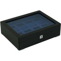 Kennett Men's 8 Slot Black Wooden Watch Box with Velvet Lining in True Black