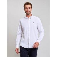 Beverly Hills Polo Club Men's BUTTON DOWN LINEN BLEND SHIRT GHOST in White | Size: XL