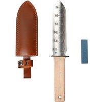 FLORA GUARD Durable Garden Trowel with Leather Sheath & Sharpening Stone in Brown