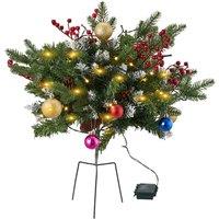 Living and Home 1pcs Artificial Christmas Urn Filler with Berries & Ball
