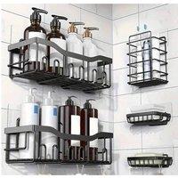 Dragodirect Shower Caddy Set 5-Pack Rustproof No Drill Bathroom Organizer in Black