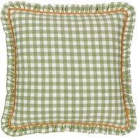 Furn Maude Gingham 100% Cotton Reversible Cushion in Green | Size: 45 cm x 45 cm