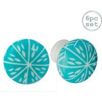 Nicola Spring Resin Cabinet Knobs - Pack of 6 in Turquoise | Size: 1000mm x 500mm