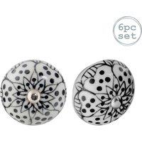 Nicola Spring Round Ceramic Cabinet Knobs - White Rose - Pack of 6 | Size: 1000mm x 500mm
