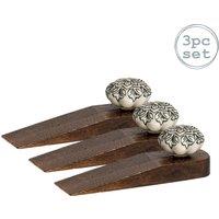 Nicola Spring Traditional Vintage Wooden Door Wedge Stop - Pack of 3