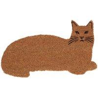 Homescapes Coir Cat Shaped Non-Slip Doormat in Natural | Size: 45 cm x 75 cm