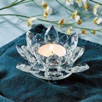 mysmartbuy 2 x Crystal Glass Lotus Candle Holder with LED Tealights in Clear