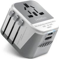Desiretech Travel Adaptor 4-in-1 Universal Plug Adapter with USB-A, USB-C in Grey | Size: 4200mm