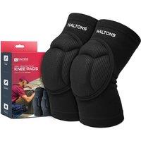 Haltons 2 Pack Knee Pads EVA Foam Padding, Lightweight & Breathable in Black | Size: Large