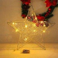 Voltico Wireframe Star Light Decoration Battery Operated Silver Metal Ornament in Warm White | Size: 1 Pack