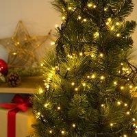 Voltico 100 LED Battery Operated Timer String Lights Dark Green Wire in Warm White | Size: 10m