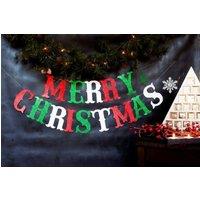 LARANGE Elevate Your Holiday Decor: Glitter 'Merry Christmas' Garland