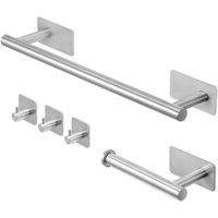 Kelvenix Silver Bathroom Accessories Set No Drilling Towel & Toilet Roll Holder Set