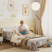 ZONEKIZ Kids Toddler Bed with Star & Moon Patterns, for Ages 3-6 Years - Grey | Size: Single