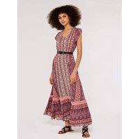 Apricot Women's Paisley Crochet Maxi Dress in Pink | Size: 14