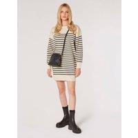 Apricot Women's Stripe Oversized Jumper Mini Dress in Stone | Size: 14