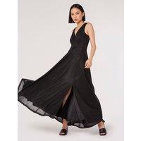 Apricot Women's Shimmer Wrap Maxi Dress in Black | Size: 10