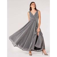 Apricot Women's Shimmer Wrap Maxi Dress in Grey | Size: 8