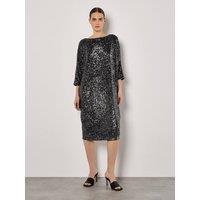 Apricot Women's Sequin Cocoon Midi Dress in Charcoal | Size: 12