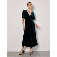 Apricot Women's Velvet Wrap Maxi Dress in Green | Size: 10