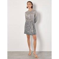 Apricot Women's Ombre Sequin Mini Dress in Grey | Size: 10