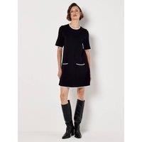 Apricot Women's Monochrome Knitted Mini Dress in Black | Size: 14