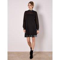 Apricot Women's Sequin Trim Shift Mini Dress in Black | Size: 8