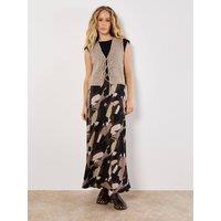 Apricot Women's Brushstroke Bias Maxi Skirt in Brown | Size: 10