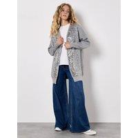 Apricot Women's Sequin Embellished Long Cardigan in Grey | Size: 10