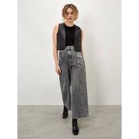 Apricot Women's Ella Wide Leg Cropped Jeans in Grey | Size: 26