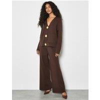 Apricot Women's Statement Buttons Lightweight Cardigan in Brown | Size: 10