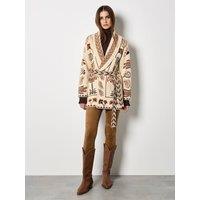 Apricot Women's Chevron Palm Belted Cardigan in Stone | Size: 14