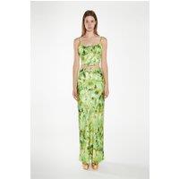 Shnoo Women's Maxi Slip Skirt in Green | Size: 8