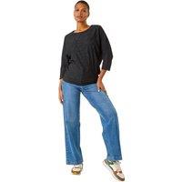 Roman Women's Textured Batwing Sleeve Top in Black | Size: 10