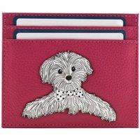 Mala leather Women's Coco Pup RFID Leather ID Dog Card Holder in Pink | Size: Small