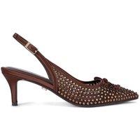 Carvela Women's 'Positano Sling Low Jewel' Fabric Heels in Brown | Size: 3