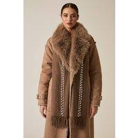 James Lakeland Women's Taupe Pearl Detail Scarf