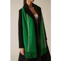 James Lakeland Women's Dark Green Pearl Detail Scarf