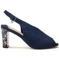 Moda In Pelle Women's 'Maeva' Alcantara Peep Toe Shoes in Navy | Size: 3