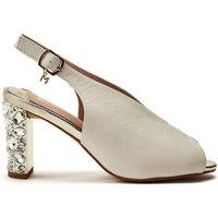 Moda In Pelle Women's 'Maeva' Alcantara Peep Toe Shoes in Off-White | Size: 7