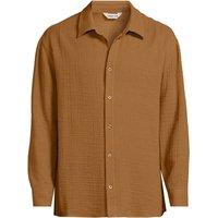 Lands' End Men's Long Sleeve Double Cloth Shirt in Brown | Size: Large