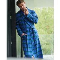 British Boxers Men's "Midnight" Tartan Brushed Cotton Dressing Gown in Bottle Green | Size: Small