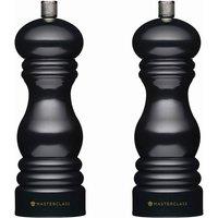 MasterClass Set of 2 Black Salt or Pepper Mills, 17cm