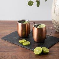 BarCraft Set of 2 Double Walled Copper Moscow Mule Mugs